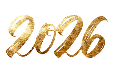 Gold 2026 Year Number isolated on a transparent background