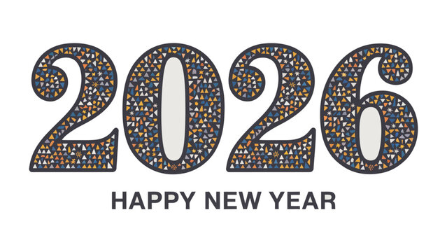 Happy New Year 2026: A festive graphic celebrates the arrival of the New Year, incorporating a mosaic pattern for the year 2026 and a celebratory message below. 
