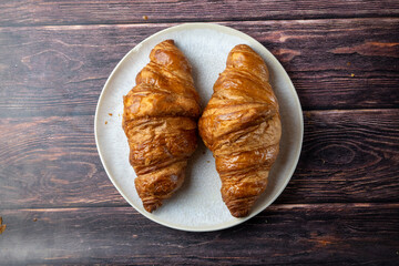 Fresh Croissant on a plate