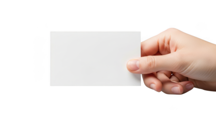 Hand holding blank white business card ready for your message