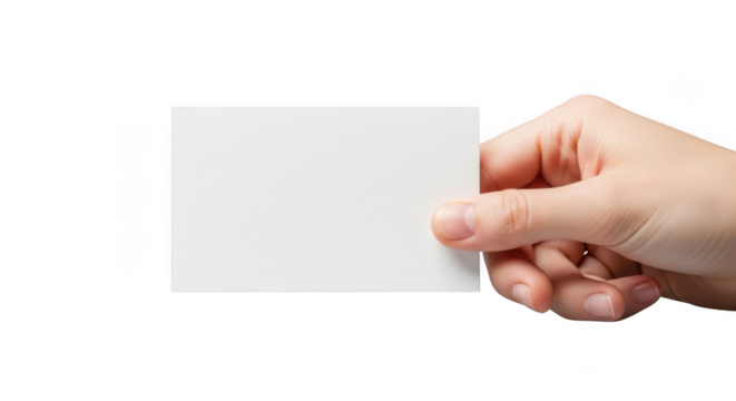Hand holding blank white business card ready for your message