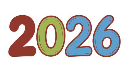 Visual Forecast: A vibrant graphic boldly displays the year 2026, rendered in a colorful and playful design, symbolizing the future.