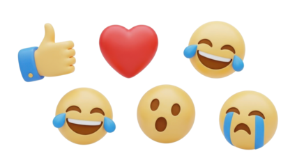 3D icon emoji reaction pack, isolated on white background 