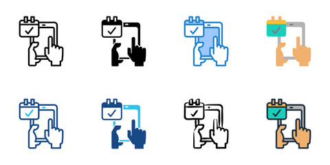 Booking Online icon set multiple style vector collection. Editable Stroke 
