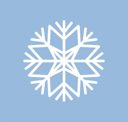 Snowflake crystal element. Snow flake, frozen cold seasonal shape, pattern. Icy cool snowy winter card with seasonal decoration, festive holiday design. Isolated flat vector illustration