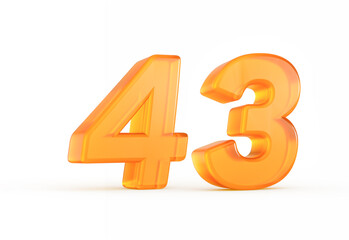 Obraz premium Stylish orange number 43 with a glossy finish and glowing edges. 3D illustration.