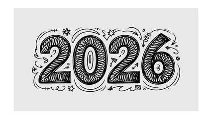 Year 2026 Artistic Illustration: An artistic illustration of the year 2026, where creativity meets anticipation