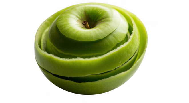 Close up of a fresh green apple with stripped peel dramatic lighting - Powered by Adobe
