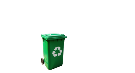 Green recycling bin with universal recycle symbol promotes sustainable waste management solutions