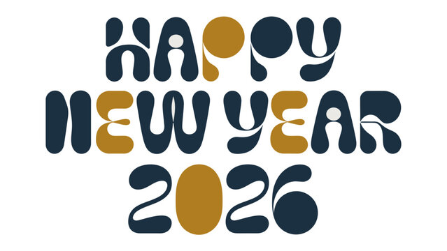 Happy New Year 2026: An elegant design, with Happy New Year 2026 message in modern style to welcome the new year with a fresh start, filled with hope and excitement for future.