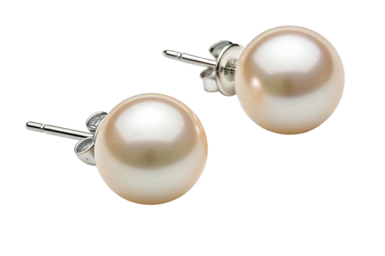 Elegant pearl stud earrings with secure backs, showcasing lustrous natural pearls and polished metal settings, perfect for sophisticated jewelry collections and gift ideas.