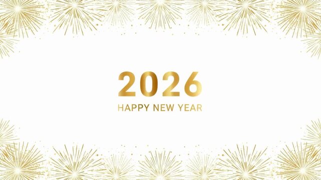 Minimal White and Gold Happy New Year 2026 Greeting Background