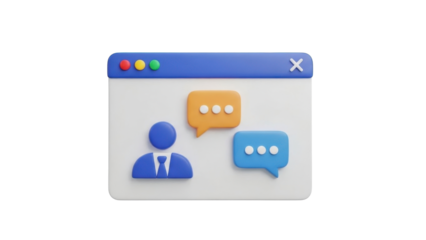 3D icon group chat window, isolated on white background ()