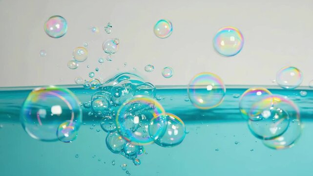soap bubbles in the water Blue Bubbles and Water Drops Around 2026 &ndash; Clean Fresh New Year Background