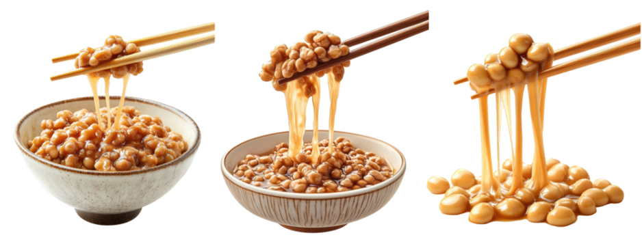 natto with chopsticks isolated on transparent background