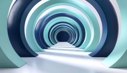 Blue Green Circle Corridor with Light