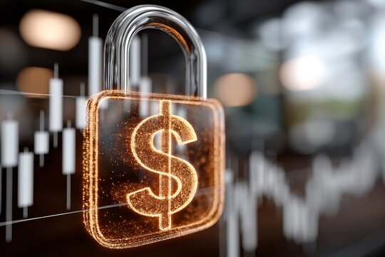 Sophisticated Padlock with US Dollar Symbol Illustration Highlighting Financial Cybersecurity Issues