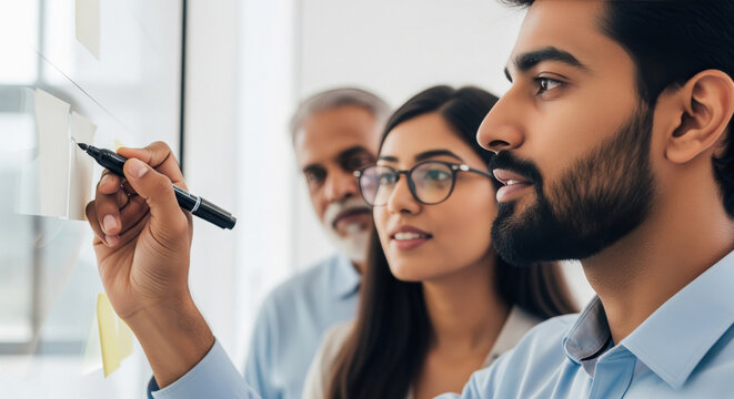 Diverse Business Professionals Collaborating and Brainstorming Ideas - Powered by Adobe