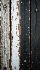 Fototapeta premium Distressed black & white wood planks, rustic texture, vertical, texture