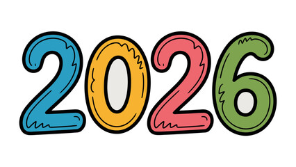 2026 Typography: A vibrant and colorful depiction of the year 2026, ideal for conceptual projects focusing on future events and themes.