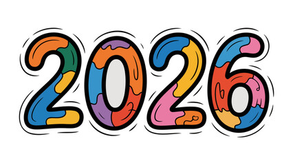 2026 Colorful Illustration: A vibrant illustration showcasing the year 2026, the colorful design adds a playful touch to this representation of the future.