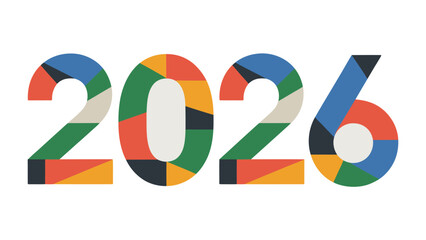 2026: A visual representation of the year 2026, expressed through vibrant geometric shapes and a kaleidoscope of colors. This design embodies modernity and forward-thinking.