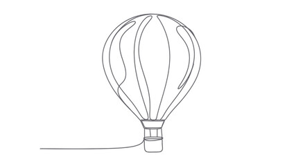 Obraz premium Minimalist Line Drawing of a Hot Air Balloon Floating Above an Open Sky Scene