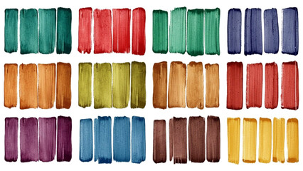 Naklejka premium Abstract grid of colorful vertical paintbrush strokes. on a transparent background.