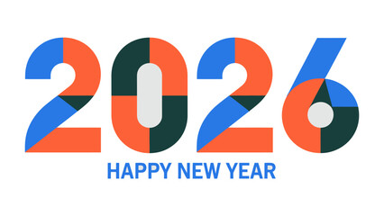 New Year 2026: A cheerful and vibrant design featuring the year 2026, accompanied by the festive message Happy New Year.