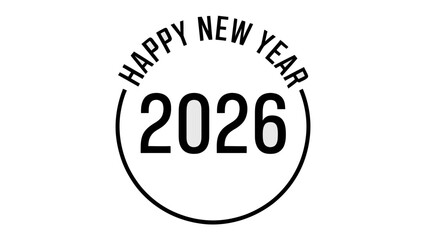 New Year 2026 Celebration: A modern and minimalist design that captures the essence of fresh start, marking the beginning of a new year. A circular graphic that is simple and adaptable