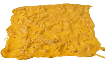 Yellow sauce splashes as a background.