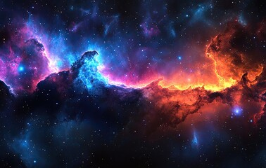 Fototapeta premium Vibrant nebula; colorful space dust, stars, and gases abound