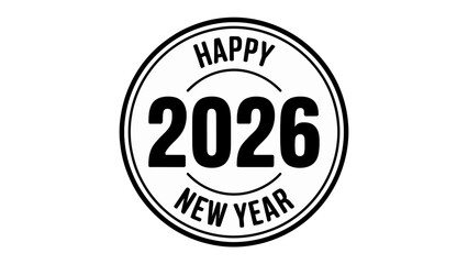 Obraz premium New Year 2026: A circular emblem showcases the year 2026 within a decorative border, conveying anticipation for the upcoming year and a cheerful message.