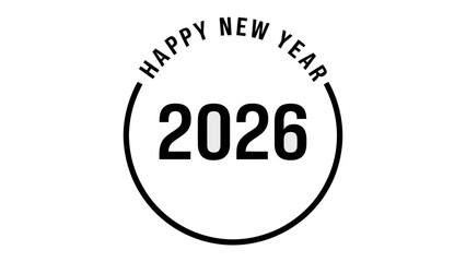 Happy New Year 2026: A minimalist and elegant typographic design, conveying wishes of joy and prosperity for the upcoming year 2026. 