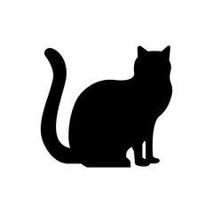 Silhouette of a cat on a white background
