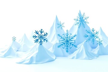 A mountain range covered in snow with a few snowflakes scattered around