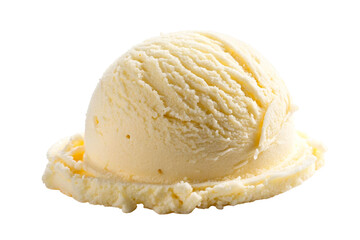 Creamy vanilla ice cream scoop with soft ridges and a refreshing texture, perfect for dessert menus and sweet confection promotions