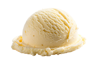 Creamy vanilla ice cream scoop with soft ridges and a refreshing texture, perfect for dessert menus and sweet confection promotions