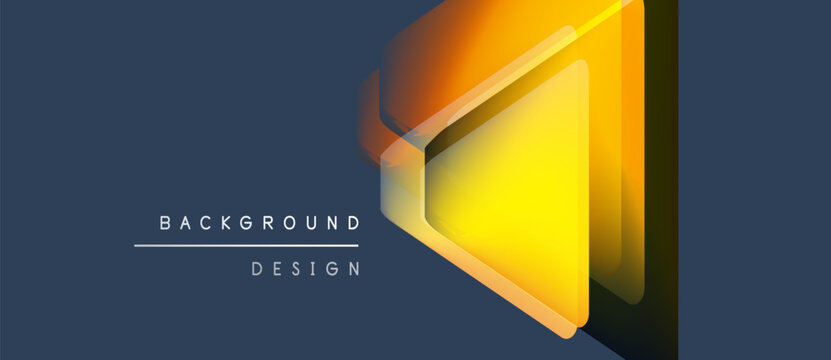 Abstract geometric design. Yellow triangle layers create depth, shadow. Dark blue background provides contrast, modern aesthetic.