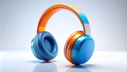 Isolated black stereo headphones for listening to music and audio on a white background