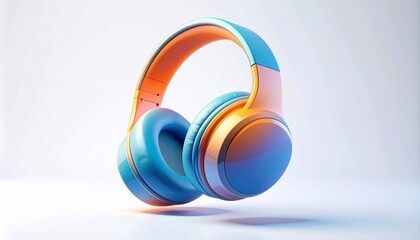 Blue headphones symbol vector illustration on circle concept design