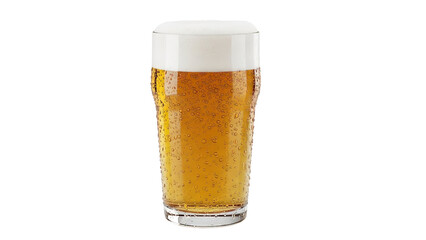 Refreshing pint of beer with condensation on glass perfect for summer celebrations and bar promotions against a for emphasis on transparent background