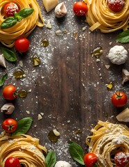 Rustic Pasta Atelier &mdash; Ultra-Detailed Tagliatelle & Fresh Ingredients Flat Lay