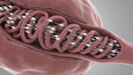 Animated Human Epididymis with Spermatozoa and Cam Function - Powered by Adobe