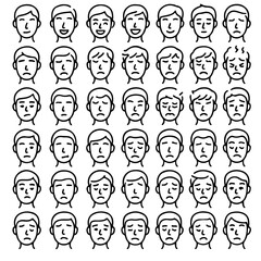 A collection of various face emotions expressing different moods and feelings 