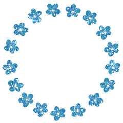 Blue Glitter Flowers Circular Wreath Frame