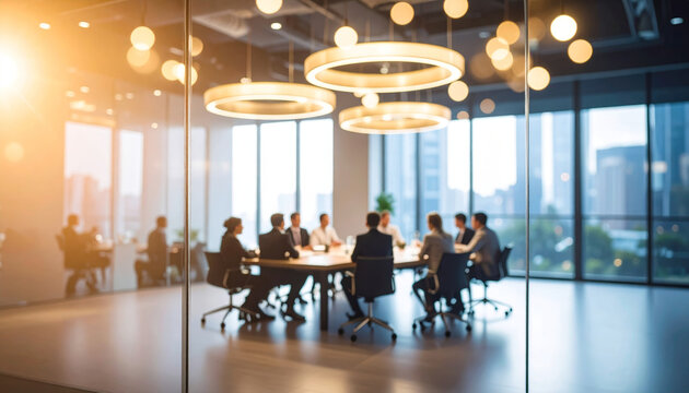 Strategy teamwork collaboration planning solution meeting goal success innovation brainstorming modern conference room with professionals around table working together and discussing ideas warm