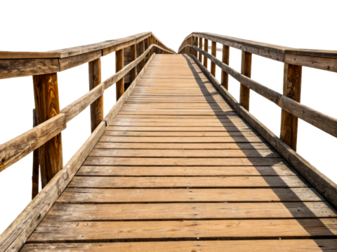 Wooden boardwalk curving through dunes offers scenic pathway for nature exploration and coastal access, ideal for travel and outdoor themes