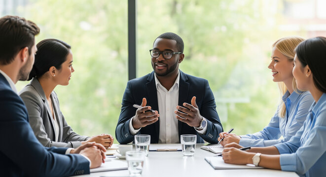 Diverse Business Team Meeting in Modern Office