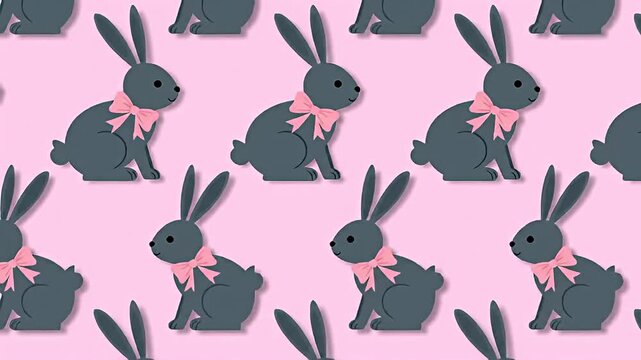Cute Easter Bunny Pattern on Pink Background.
